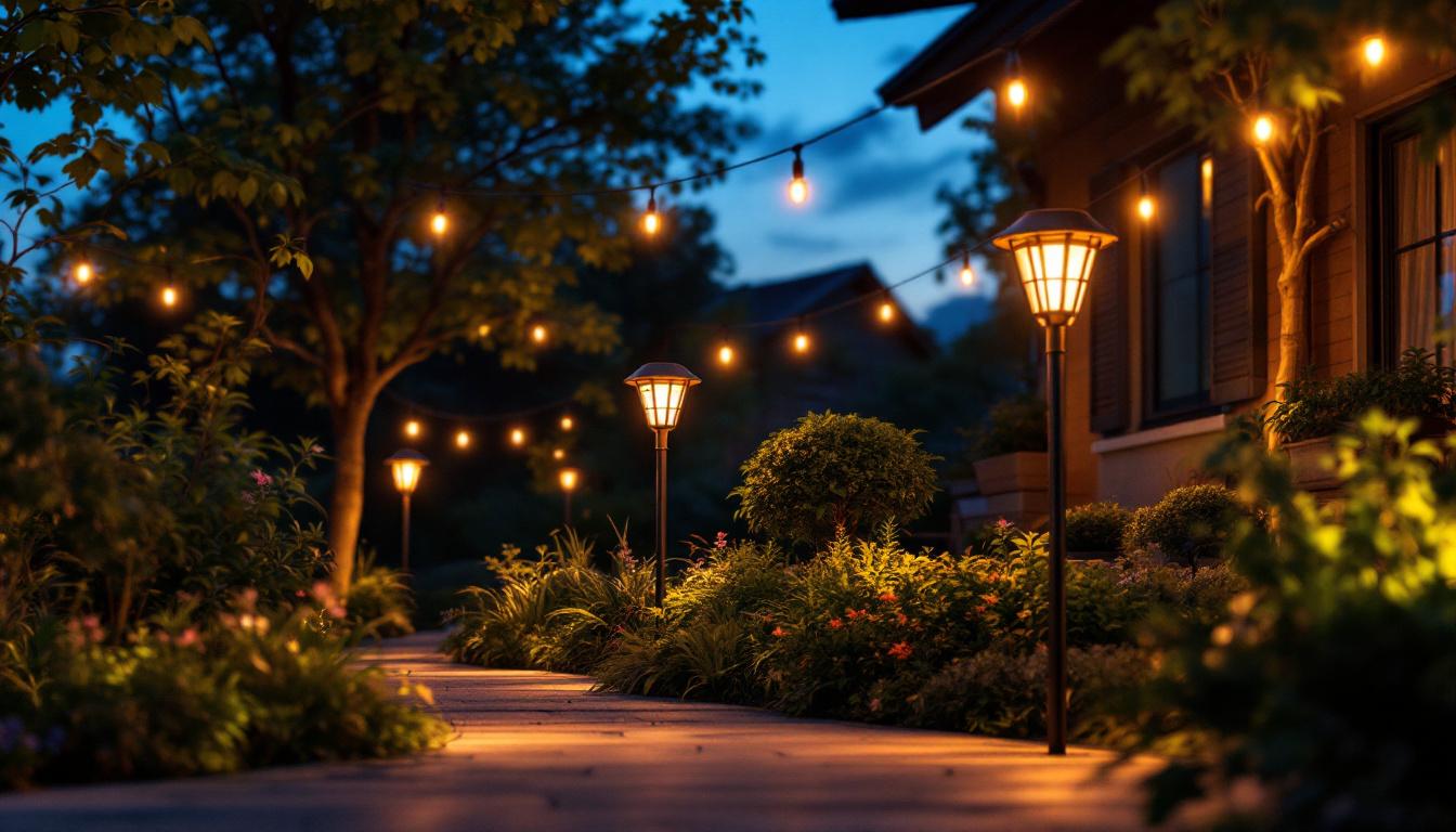 A photograph of a beautifully illuminated outdoor space at dusk