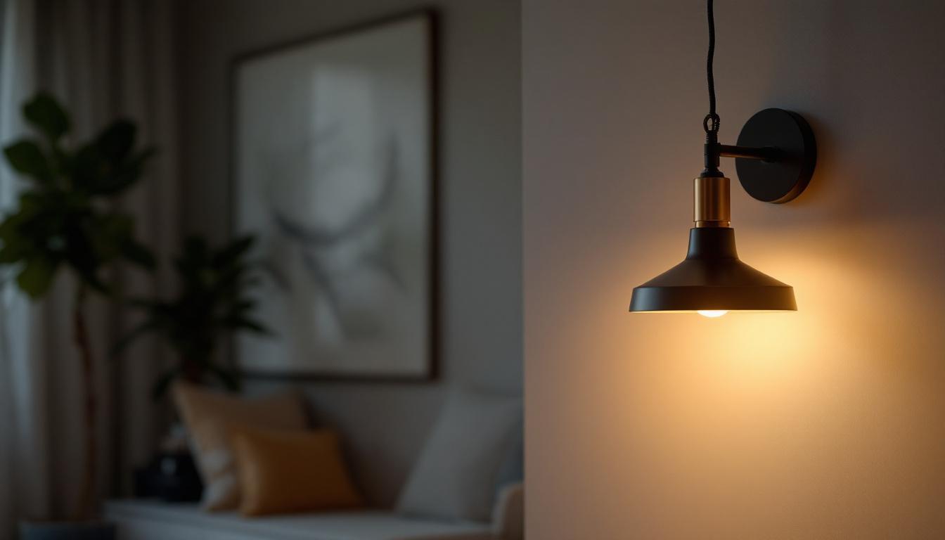 A photograph of a beautifully designed american-made led light fixture in a stylish interior setting