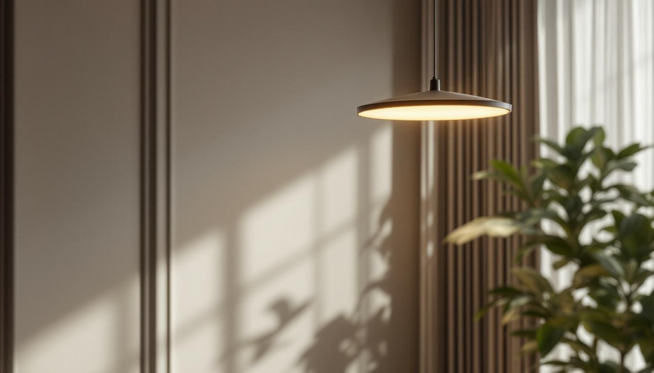 A photograph of a beautifully designed commercial led pendant light fixture in an elegant interior setting
