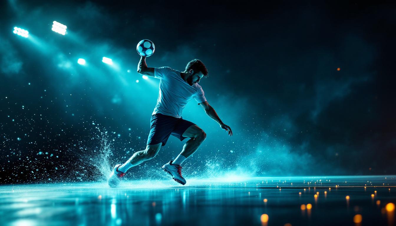 A photograph of a dynamic sports scene illuminated by led lighting