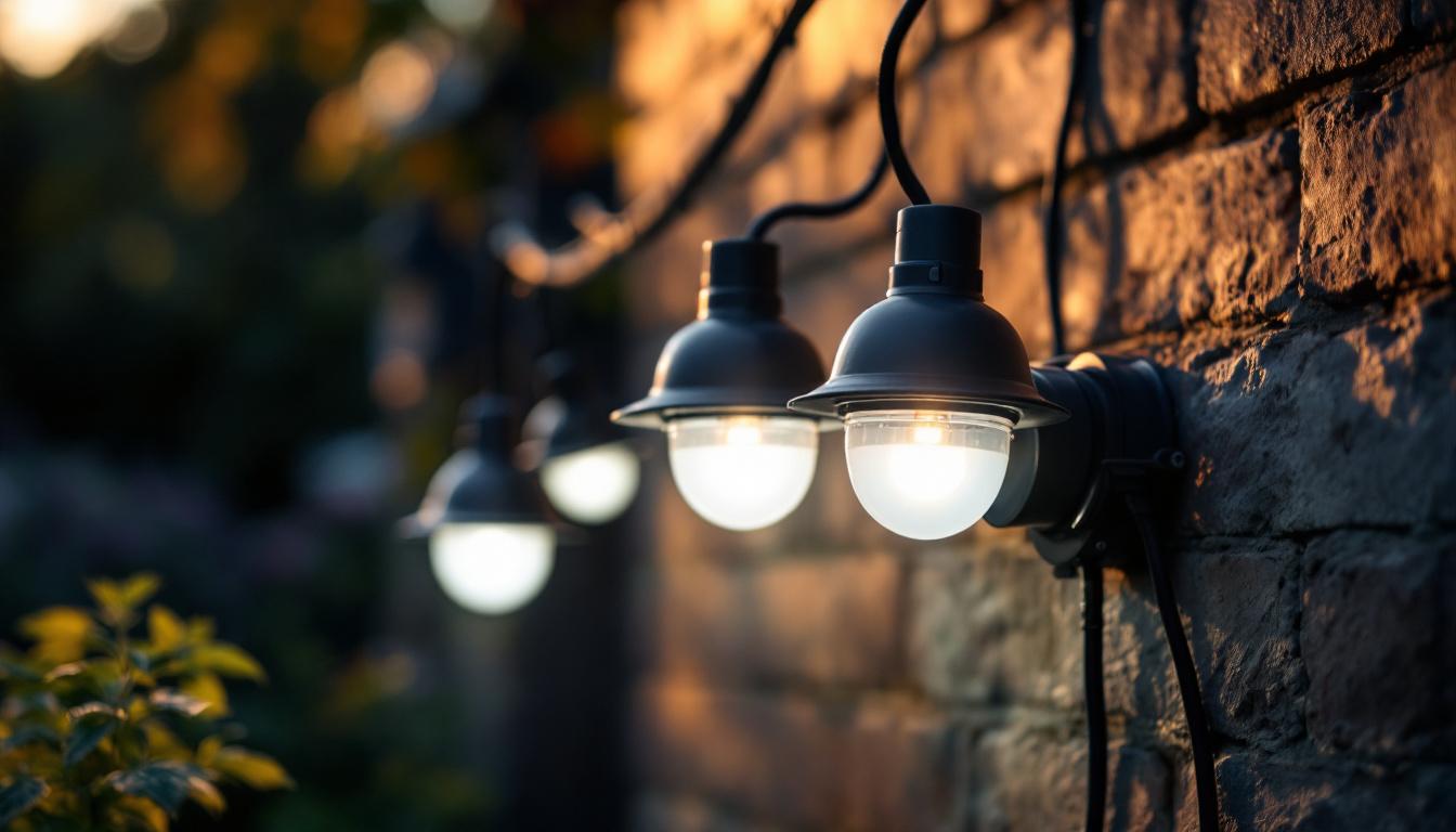 A photograph of a solar led lighting installation in an outdoor setting