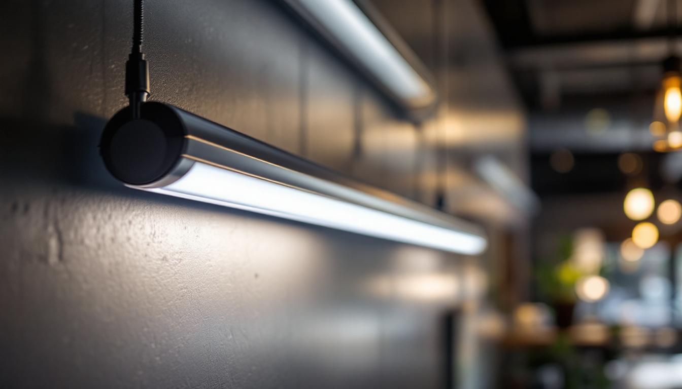 A photograph of capture a photograph of the t5 high output fixture installed in a well-lit environment