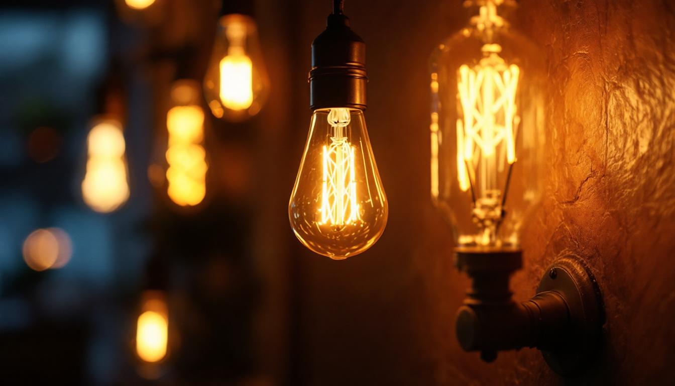A photograph of a type b candelabra base bulb illuminated in a stylish lighting fixture