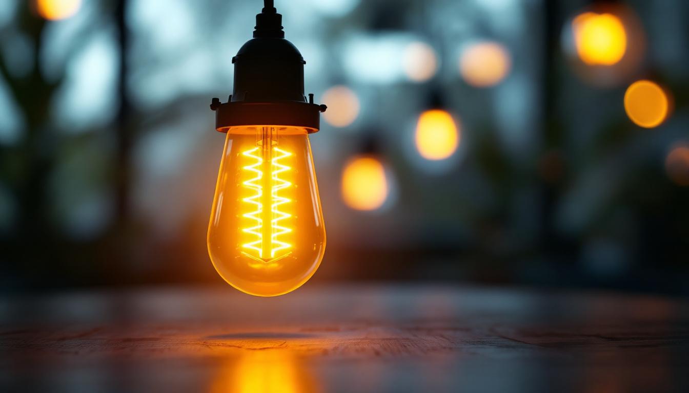 A photograph of a corn bulb light in a well-lit environment