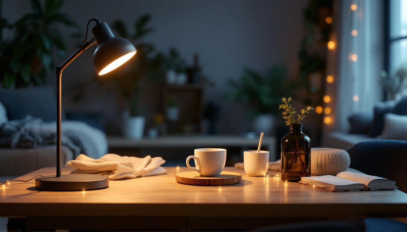 A photograph of a well-designed lighting system in a cozy indoor setting