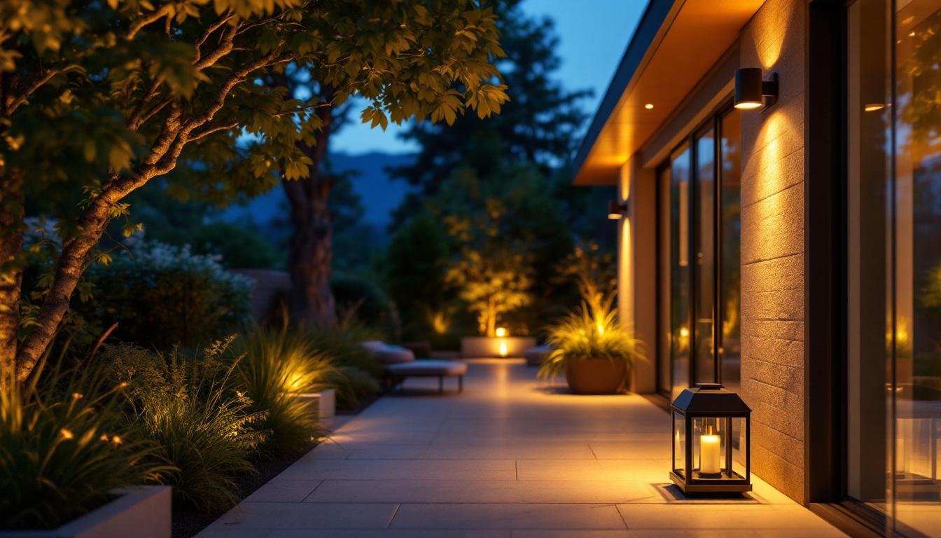 A photograph of a beautifully illuminated outdoor space showcasing various led fixtures in use