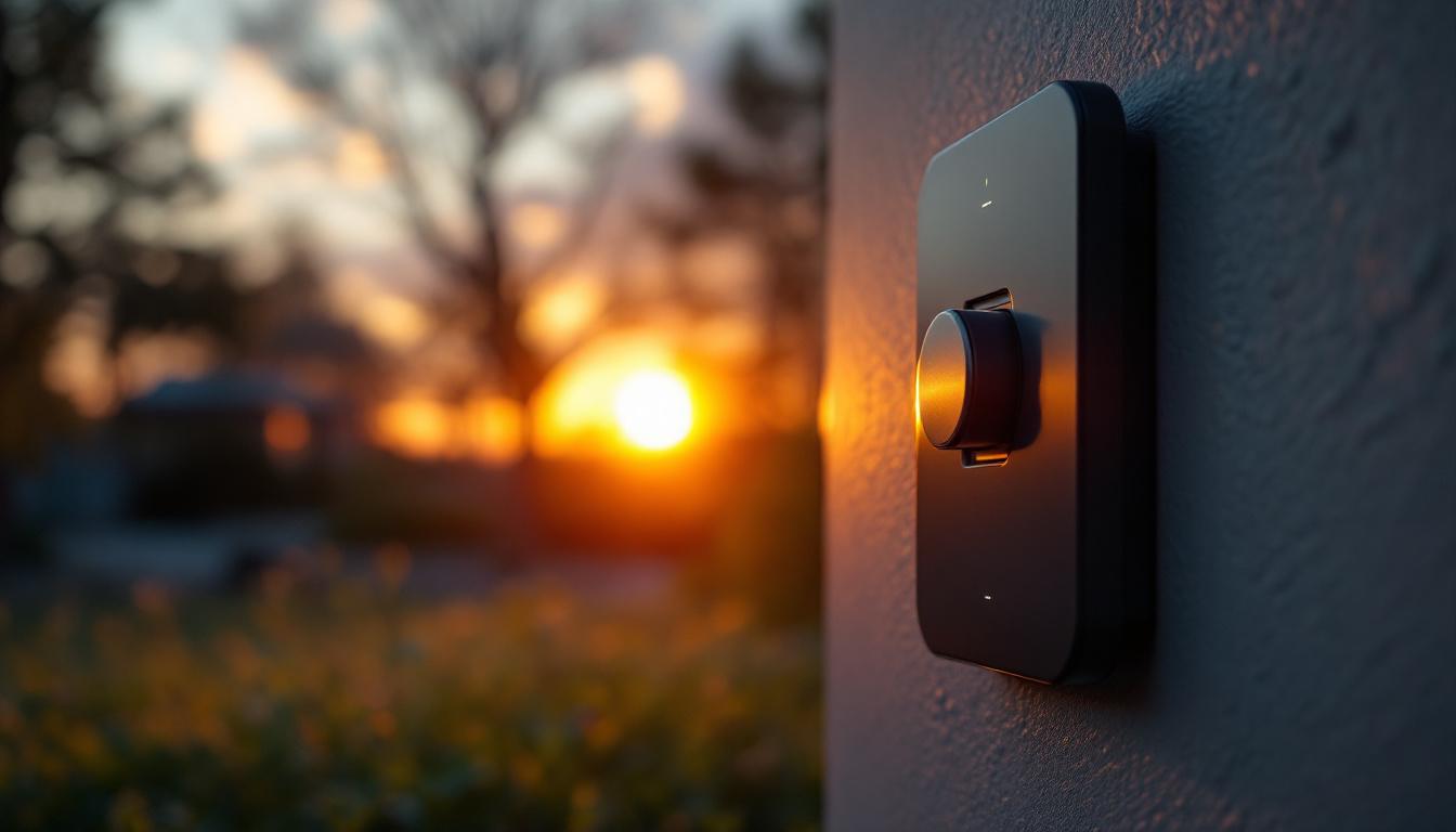 A photograph of a solar light installation in a serene outdoor setting