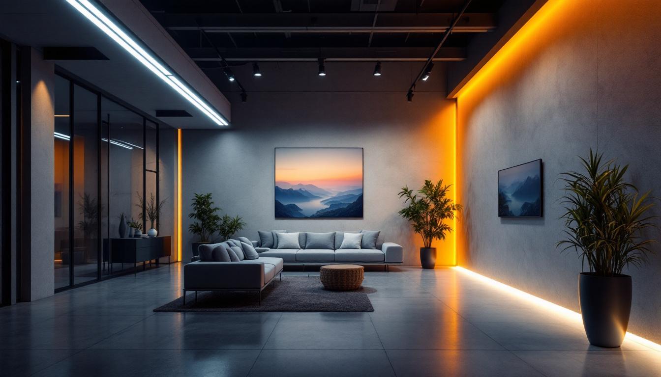 A photograph of a modern interior space illuminated by t5 led light fixtures