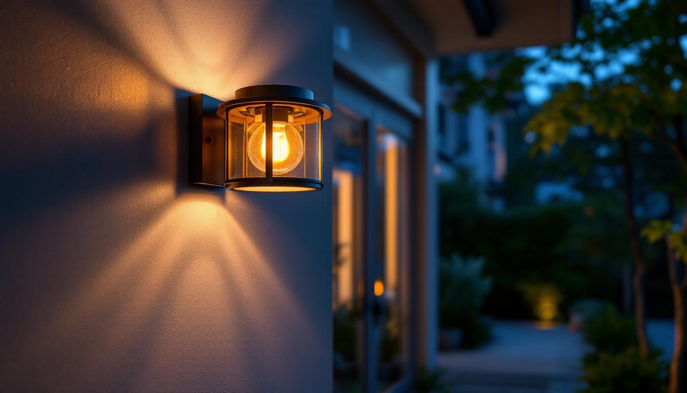 A photograph of a beautifully designed exterior flush mount light fixture installed on a home’s porch or entryway