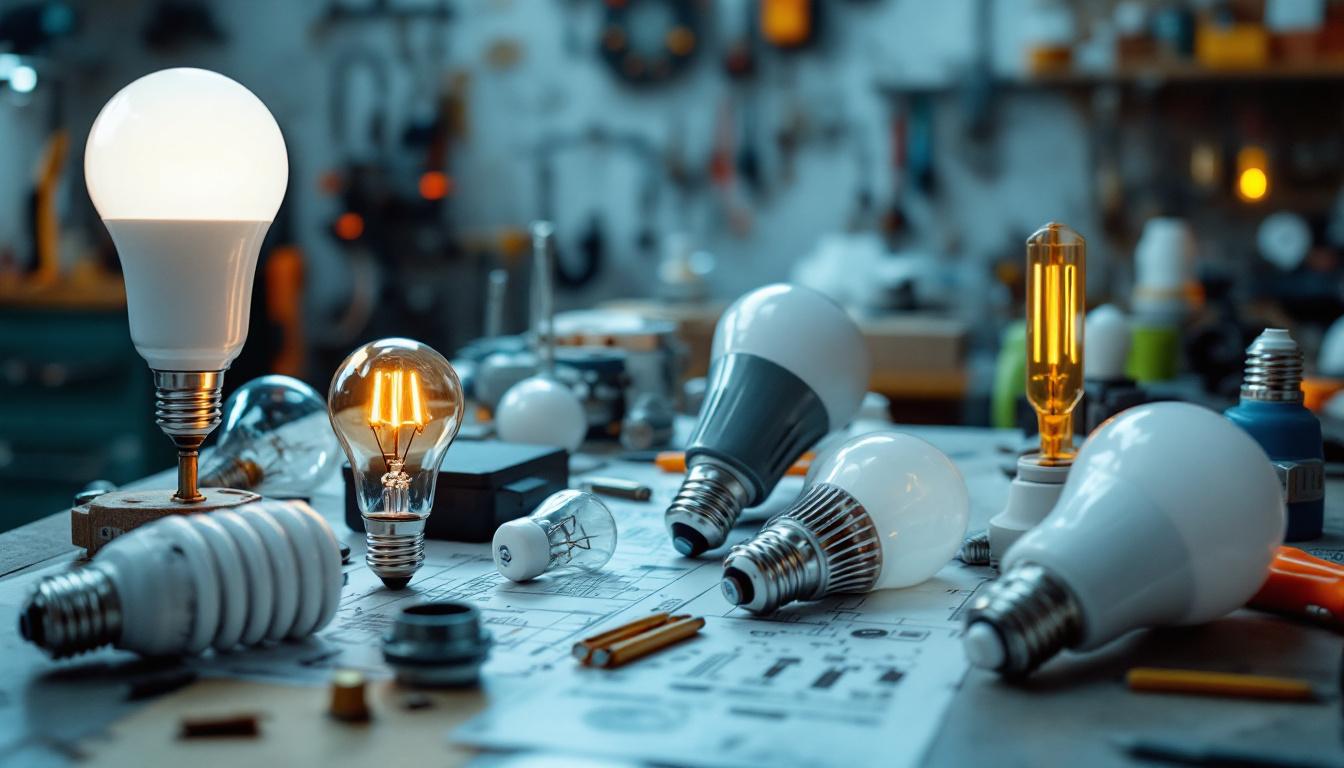 A photograph of a diverse array of light bulbs