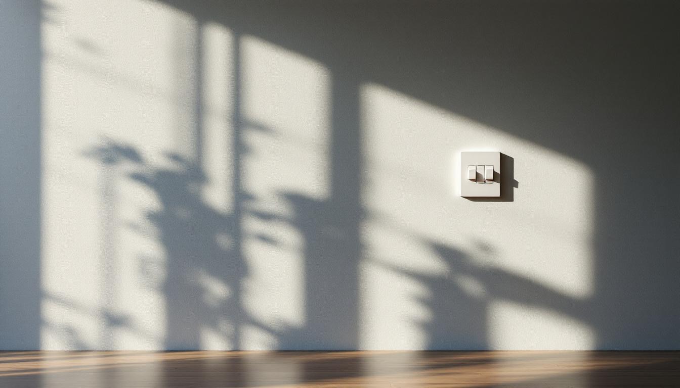 A photograph of a well-lit room showcasing a 3-way wall switch in action