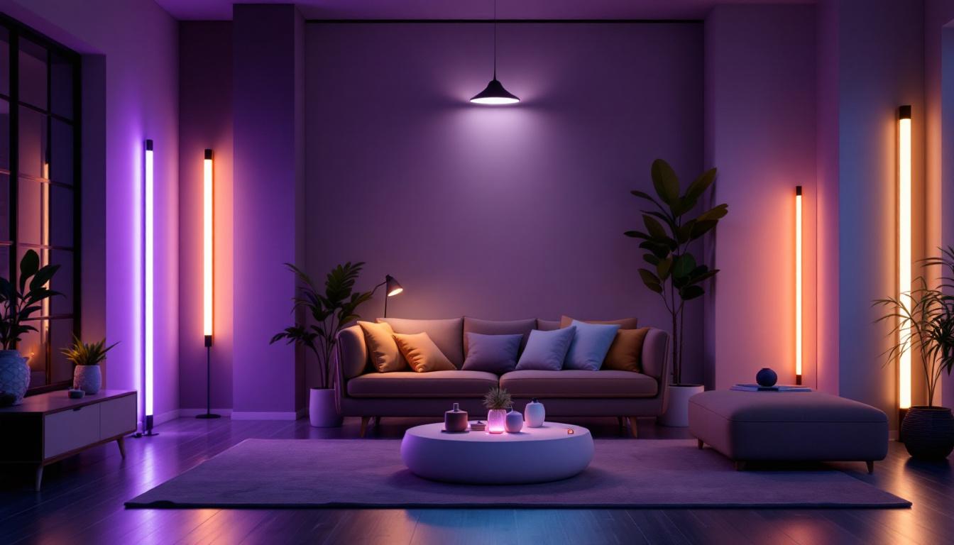 A photograph of a beautifully lit modern living space showcasing various styles of tube lights