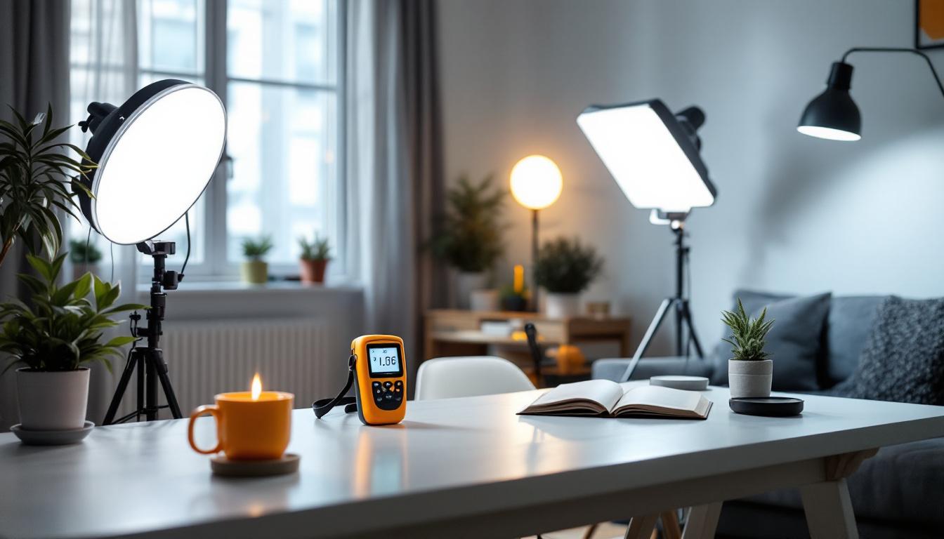 A photograph of a well-lit room showcasing various sylvania lighting products in use