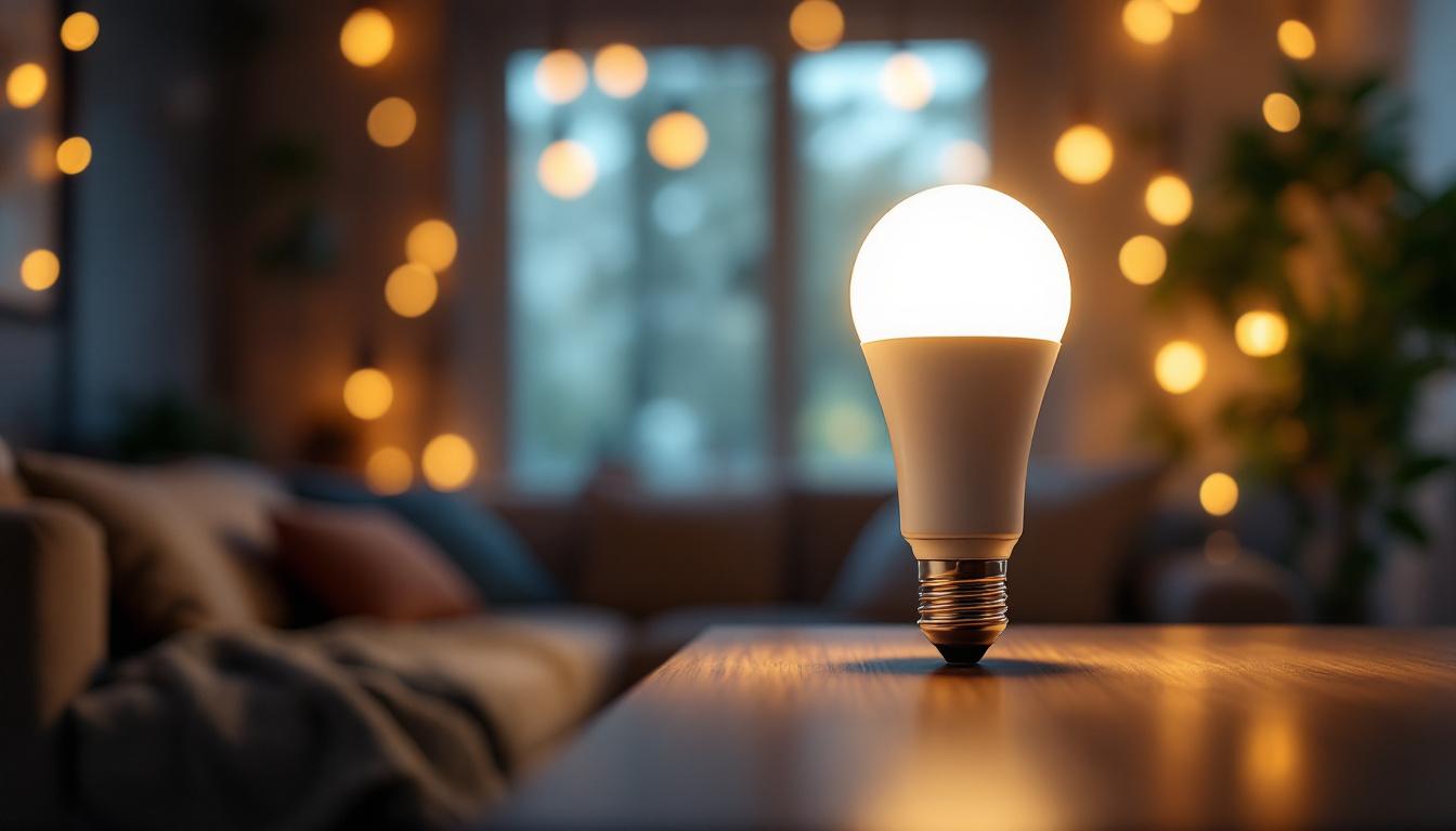 A photograph of a cozy living space illuminated by a 30-watt led light bulb