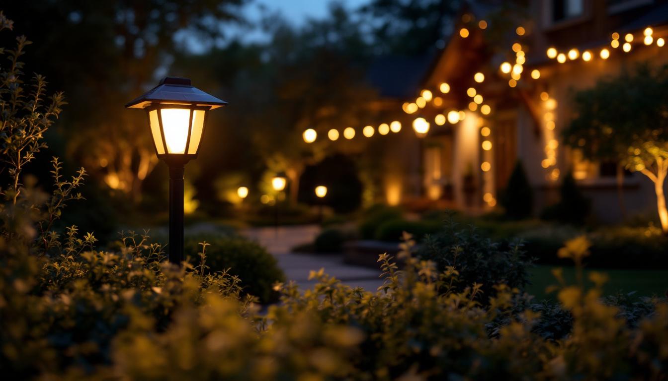 A photograph of a beautifully illuminated outdoor space at dusk