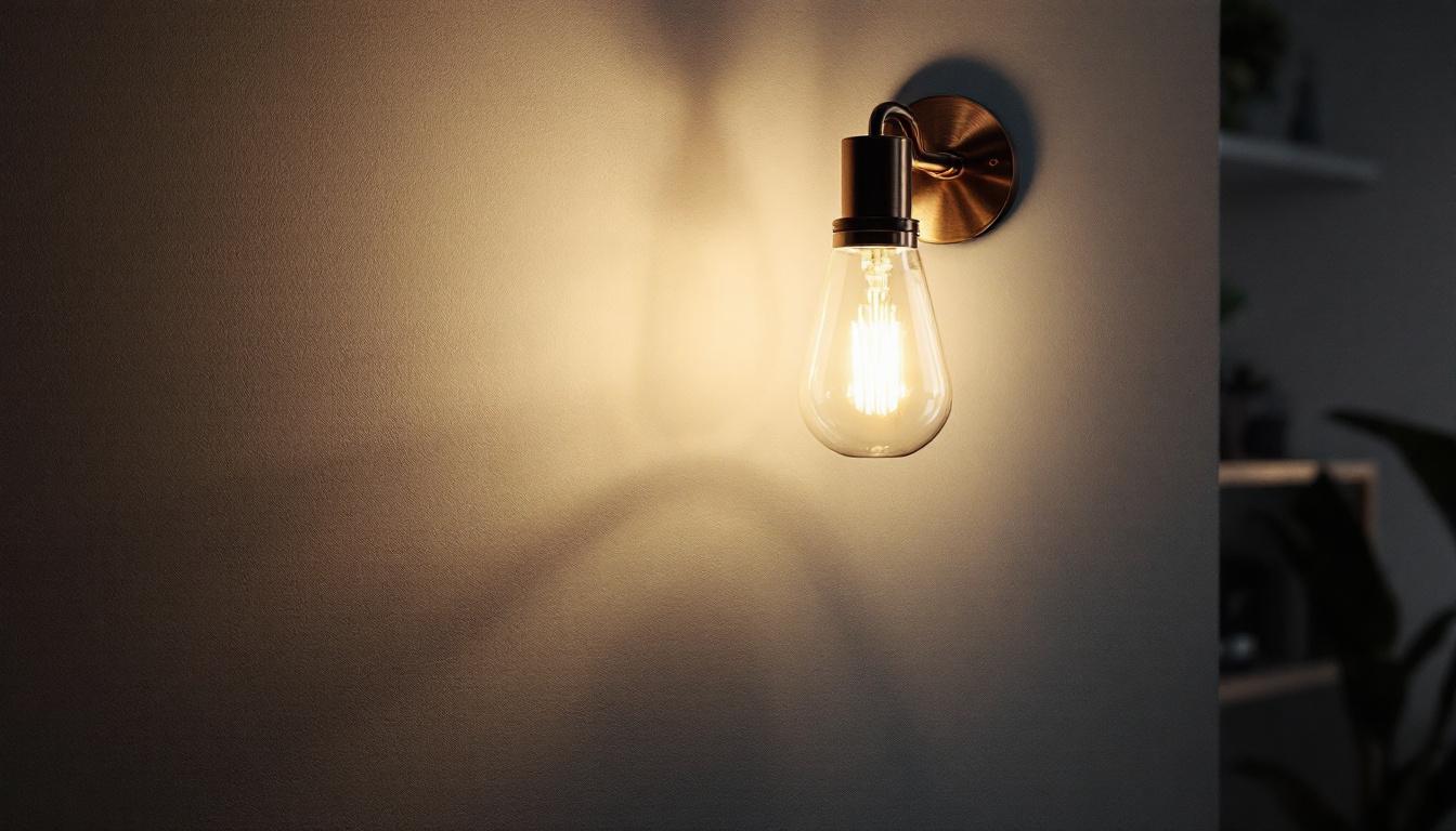 A photograph of a stylishly designed wall sconce illuminating a modern living space