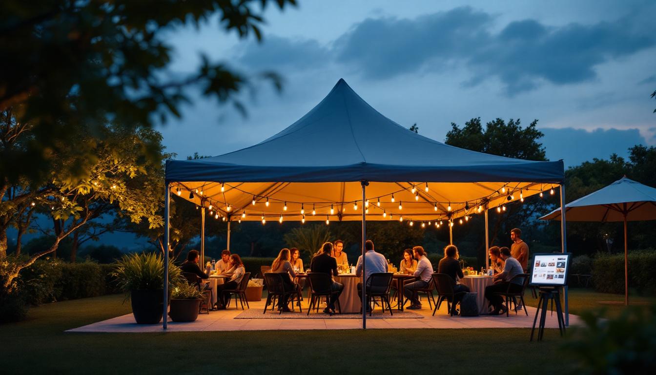 A photograph of a well-lit outdoor canopy setup featuring the lighting kit in action