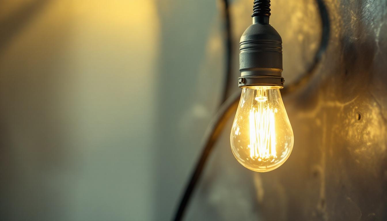 A photograph of a close-up shot of a grounding wire connected to a light fixture