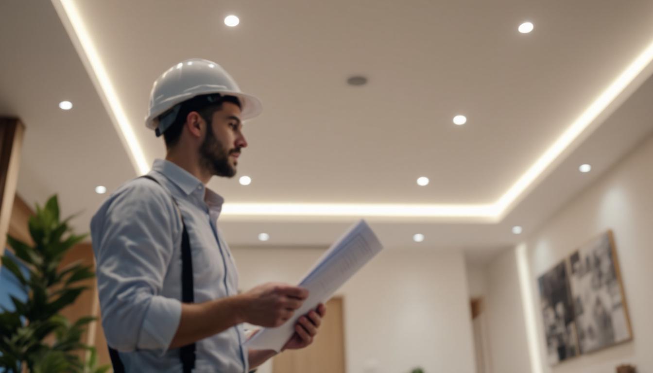 A photograph of a modern residential space showcasing recessed led lighting installations