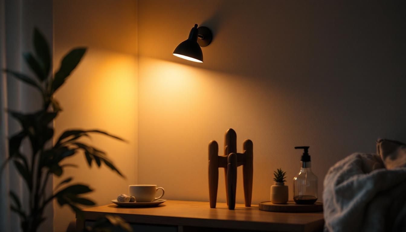 A photograph of a well-lit corner of a room featuring stylish led corner lights