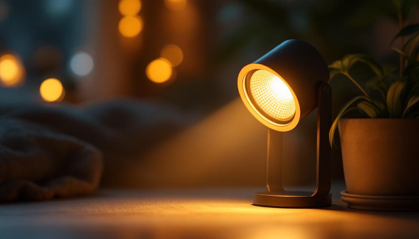 A photograph of a dimmable led spotlight in a cozy setting