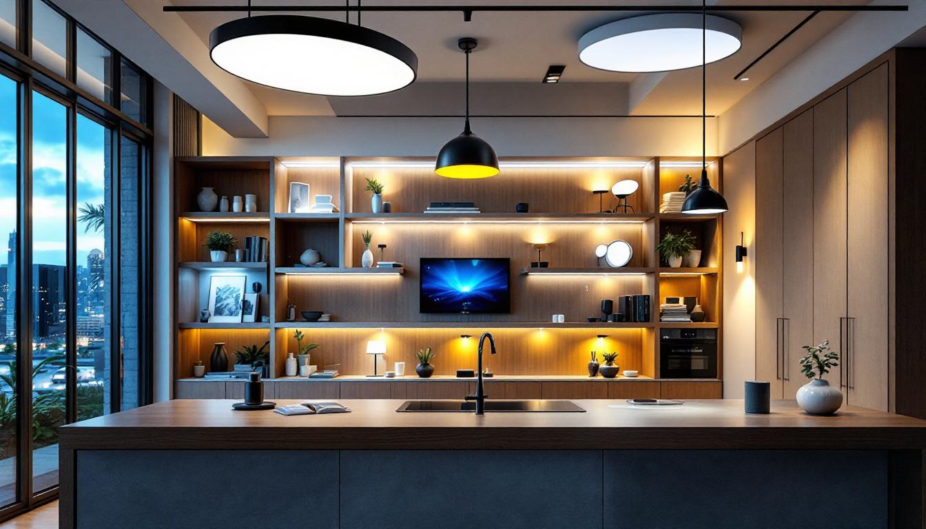 A photograph of a modern lighting control system in action
