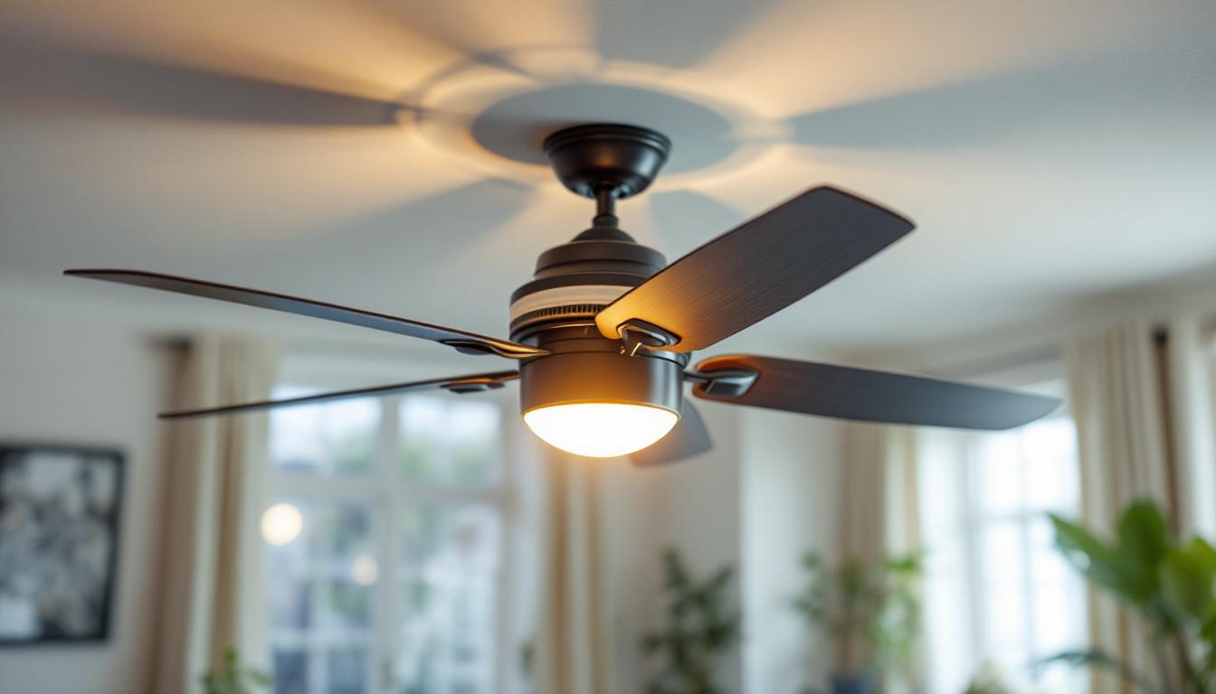 A photograph of a stylish replacement ceiling fan light in a well-lit room