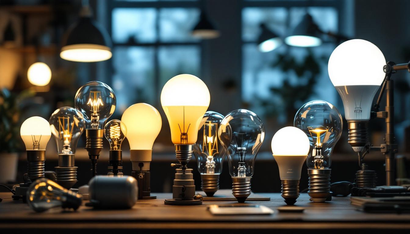 A photograph of a well-lit workspace featuring a variety of bright