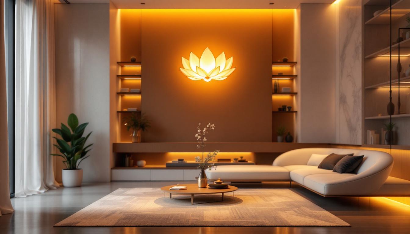 A photograph of a beautifully designed interior space featuring a lotus downlight
