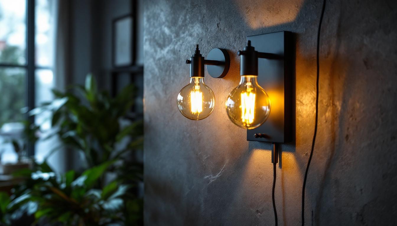 A photograph of a stylish wall sconce in a modern interior setting