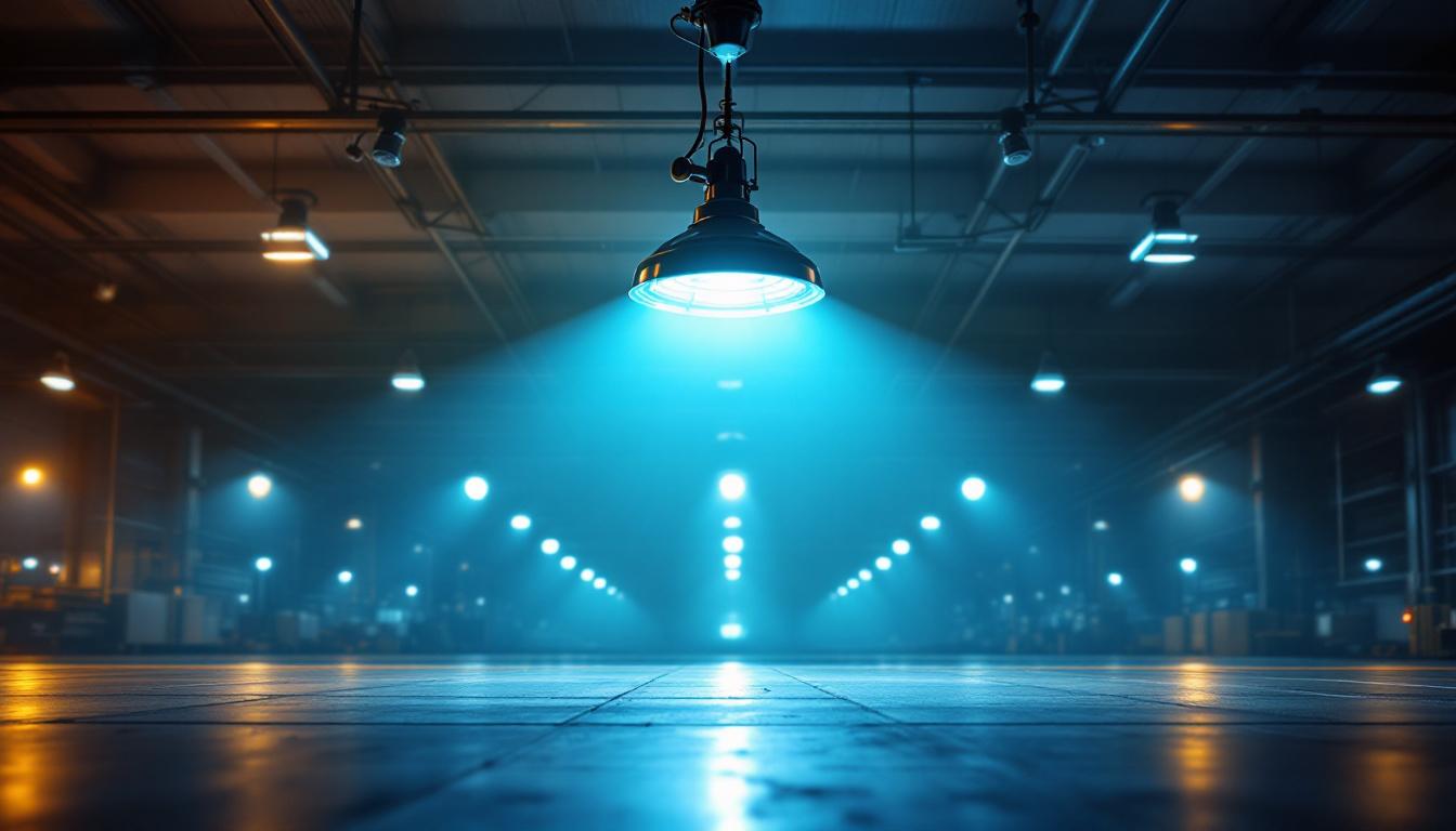 A photograph of a well-lit industrial or commercial space showcasing the bright