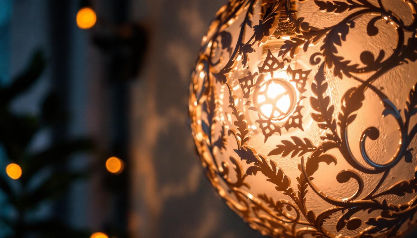 A photograph of a beautifully designed light decorative cover in a well-lit setting