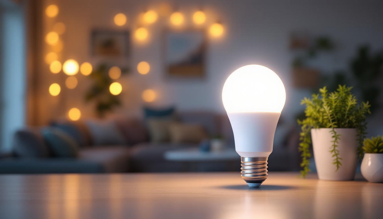A photograph of a 1100 lumens led bulb in an aesthetically pleasing setting