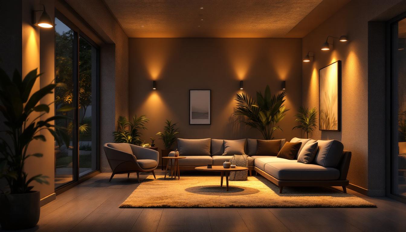 A photograph of a well-lit indoor or outdoor setting showcasing various applications of 12-volt led puck lights