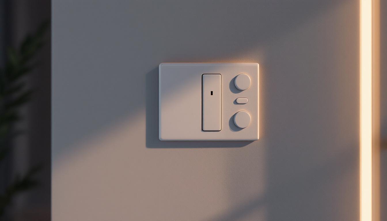 A photograph of a modern wall outlet integrated with sleek lighting controls