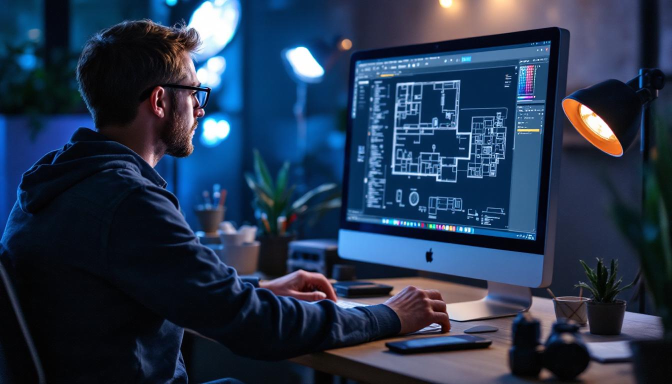 A photograph of a lighting engineer at work