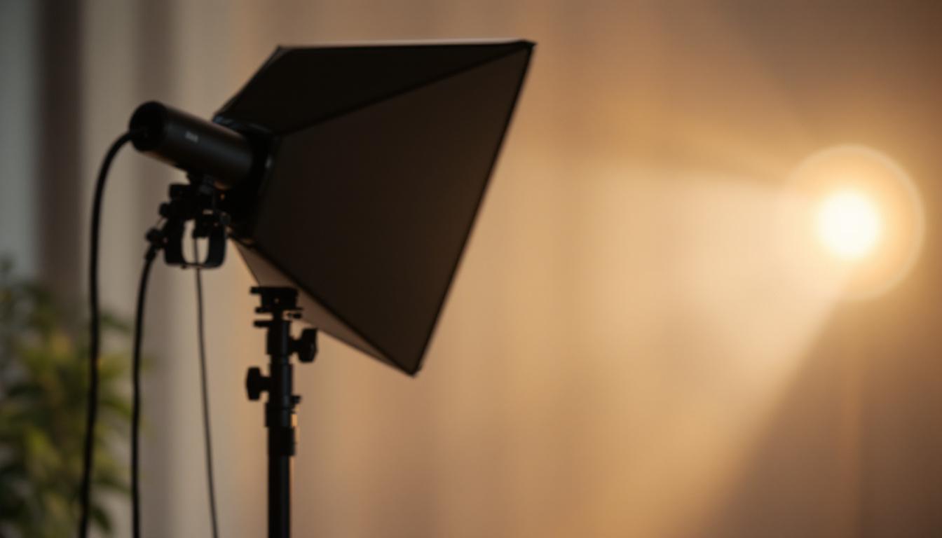 A photograph of a well-designed adjustable light mounting bracket in action