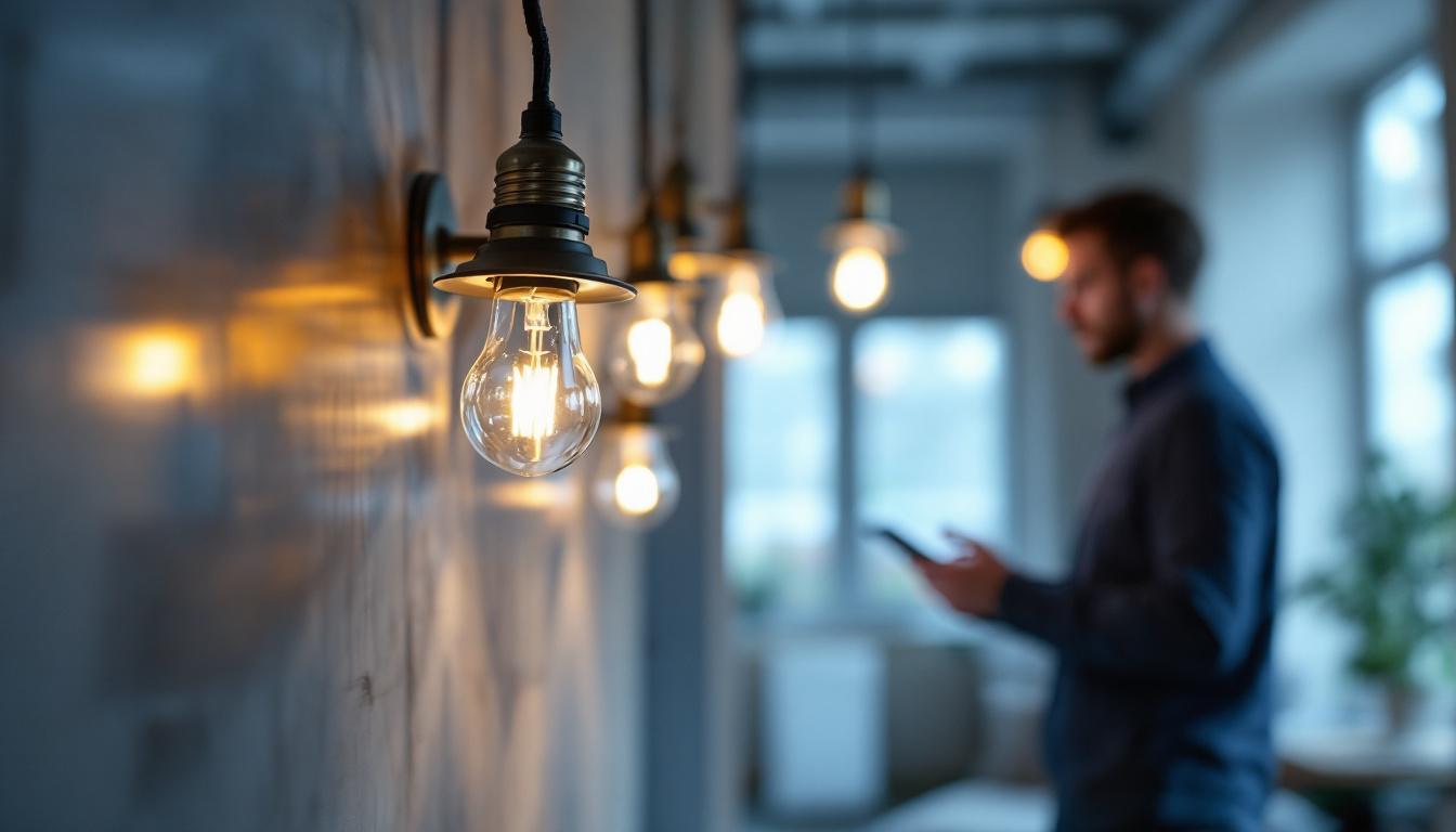 A photograph of a well-lit interior space featuring mini can lights with led bulbs