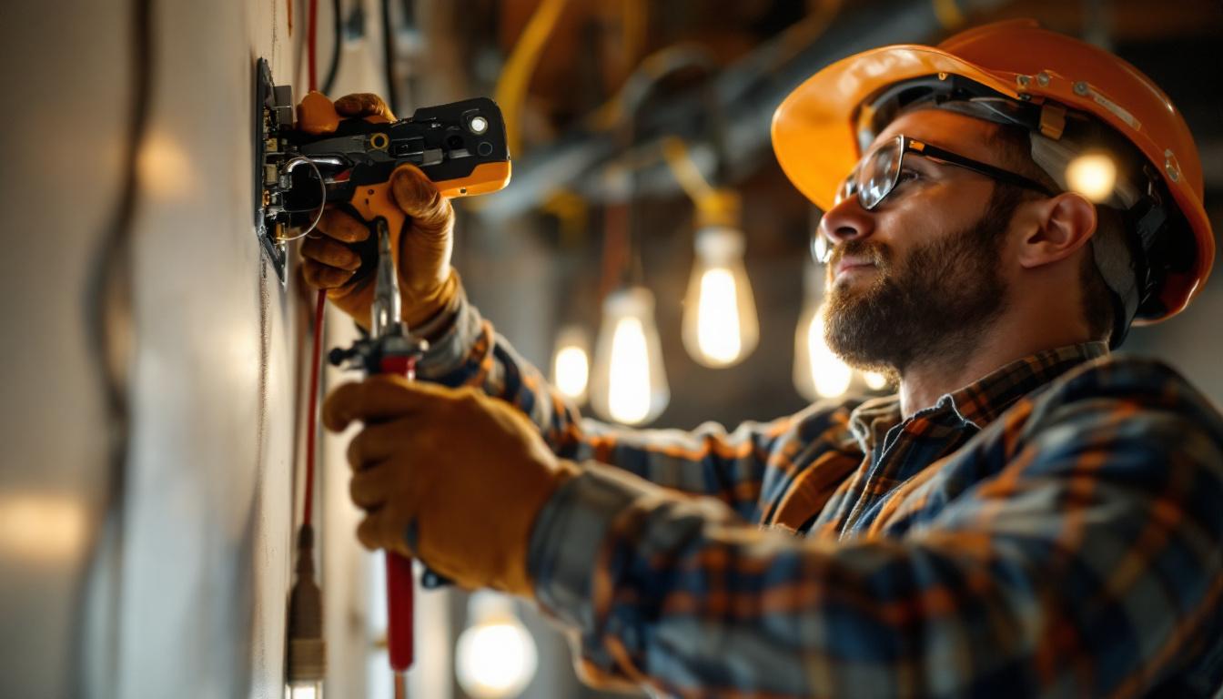 A photograph of a skilled electrician in action