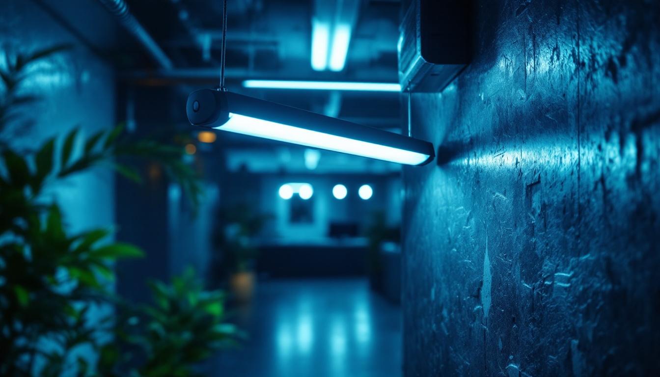 A photograph of a well-lit indoor space showcasing a 2ft fluorescent light fixture in use