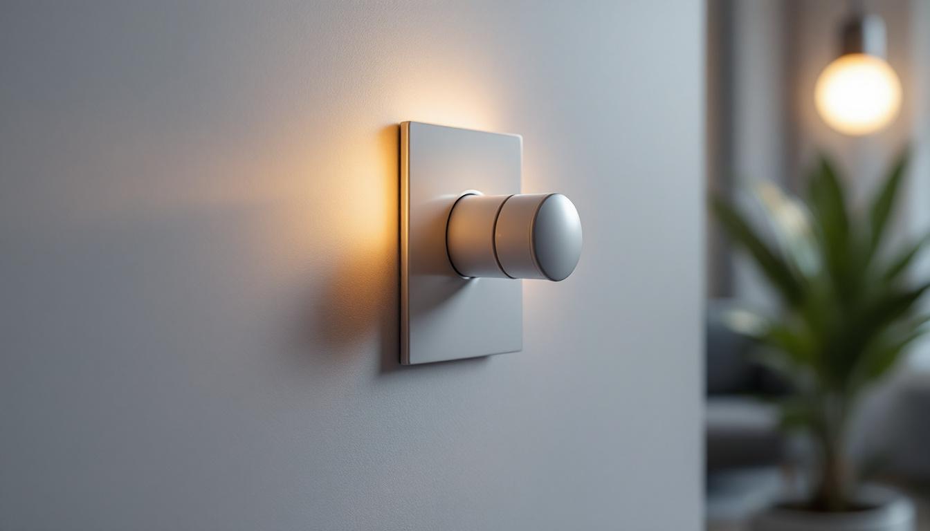 A photograph of a modern dimmer switch being used to adjust the brightness of various led bulbs in a stylish