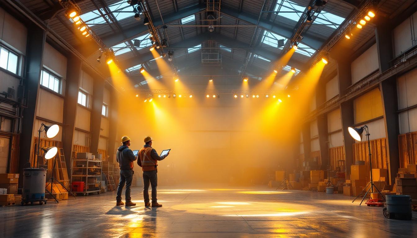 A photograph of a well-lit pole building interior showcasing various lighting setups