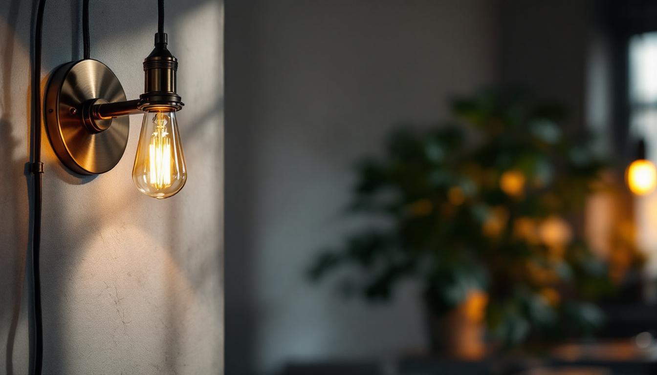 A photograph of a stylish pendant sconce illuminated in a modern interior setting