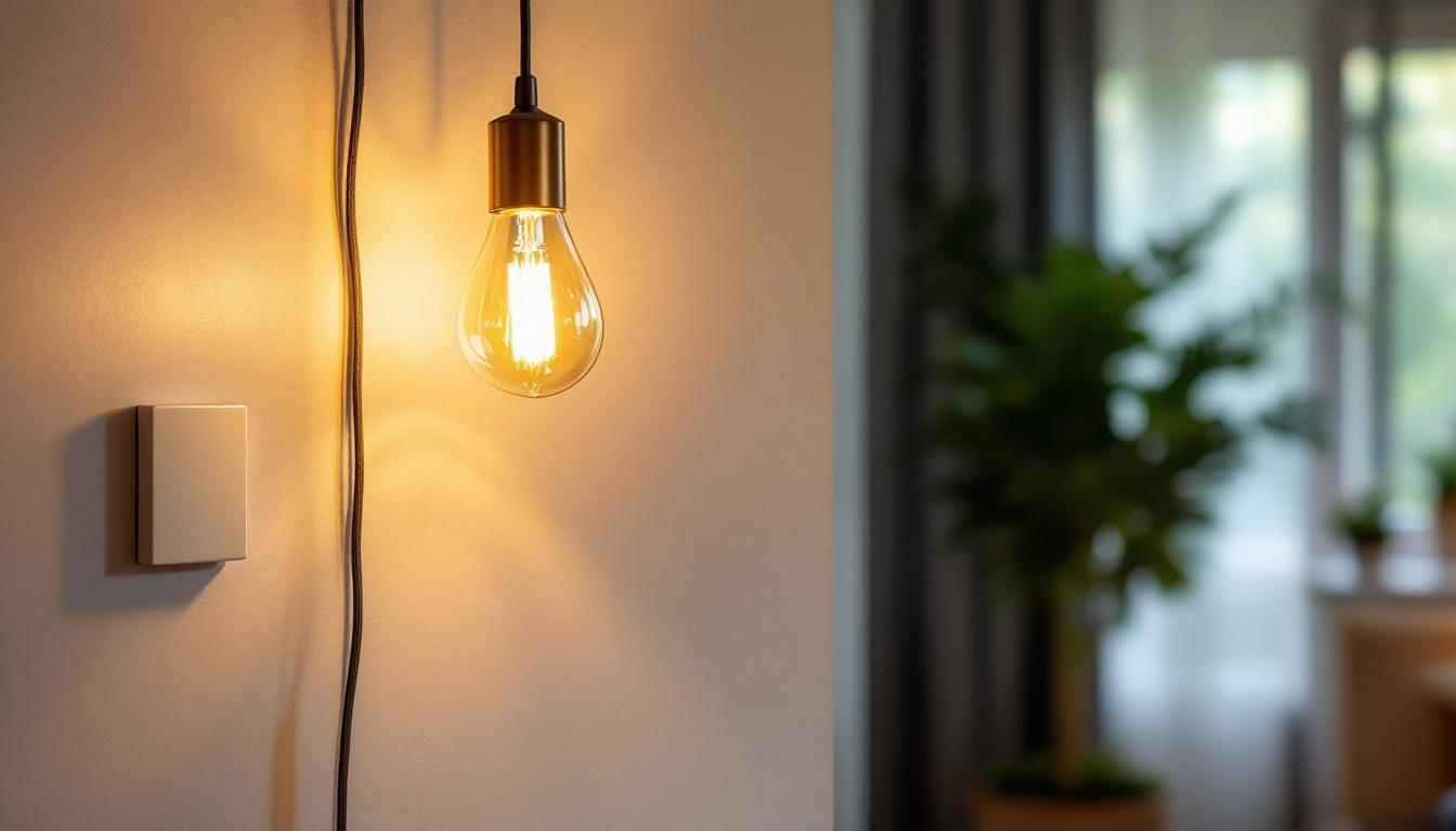 A photograph of a stylish yet affordable light fixture in a cozy home setting