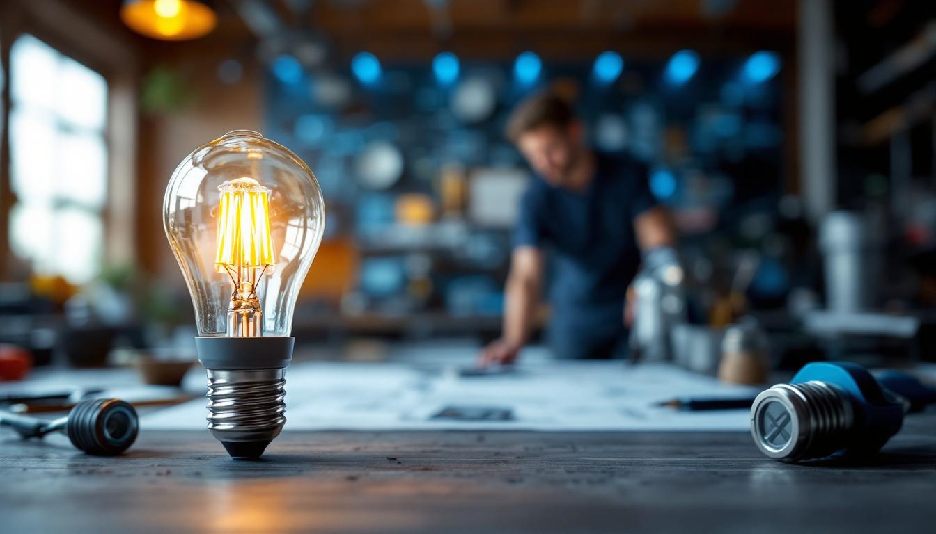 A photograph of a close-up shot of an 8w led lamp in a well-lit environment