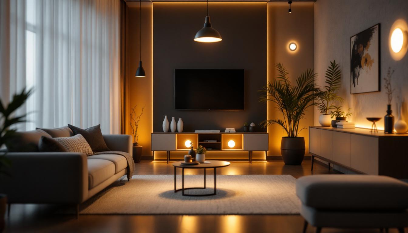 A photograph of a modern interior space showcasing various led down lights in action