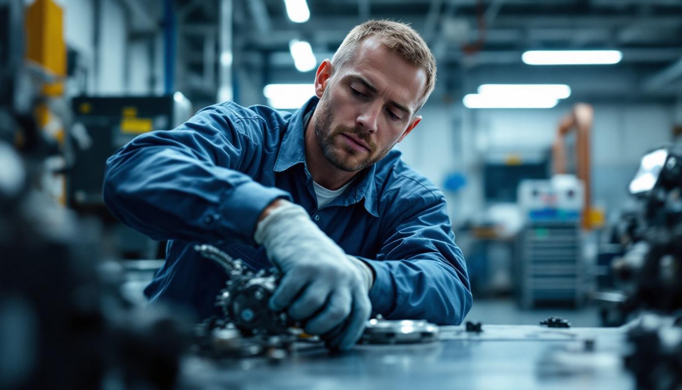 A photograph of a technician inspecting or maintaining a piece of equipment that is designed with lightweight materials
