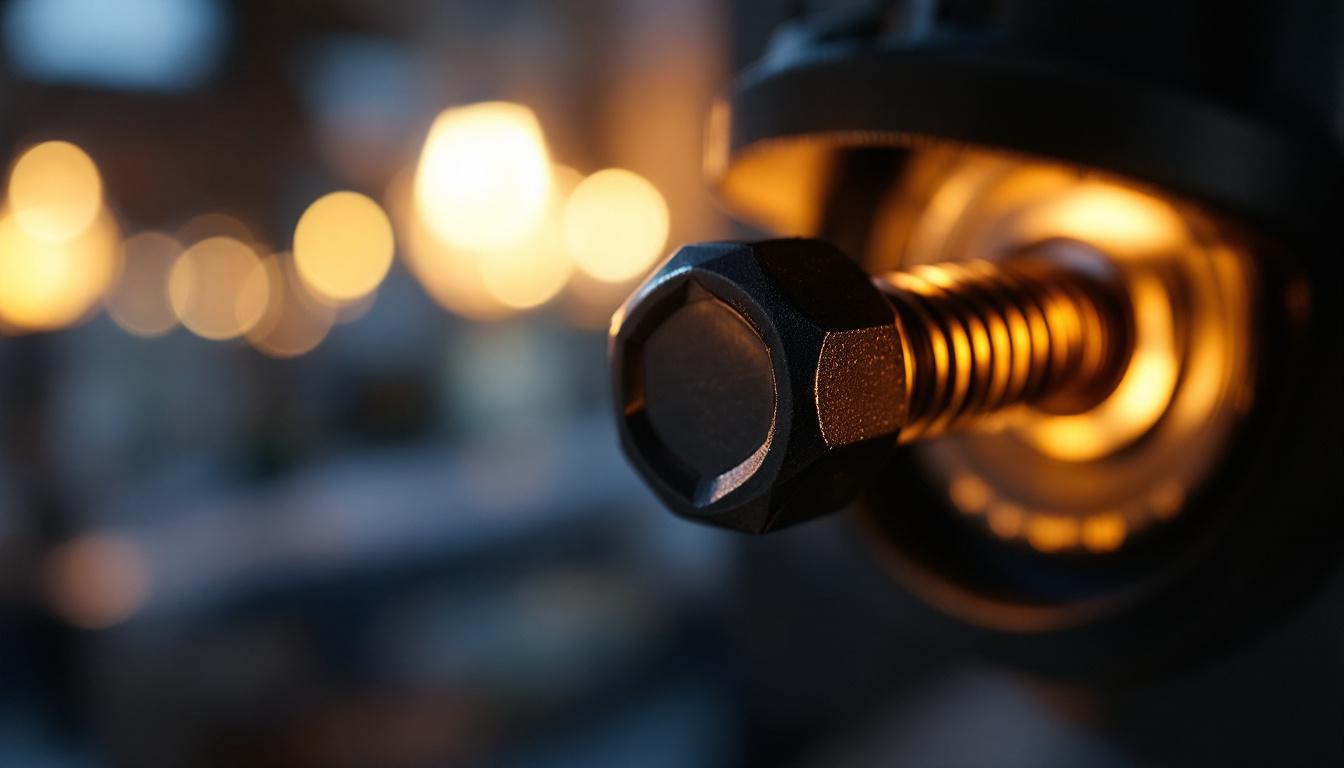 A photograph of a close-up of a tek screw being used in a modern lighting fixture