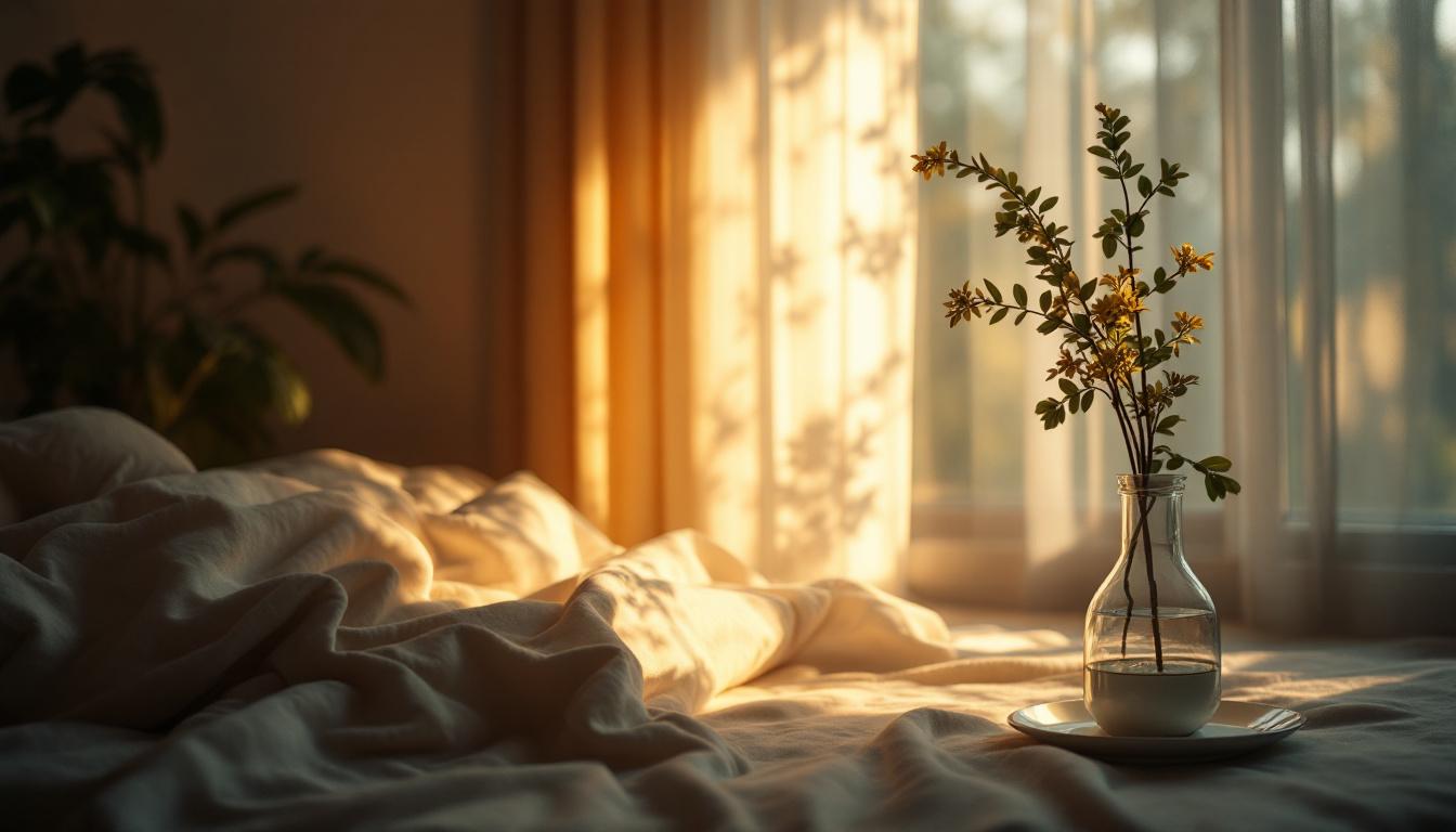 A photograph of a softly lit scene where natural light gently illuminates a subject