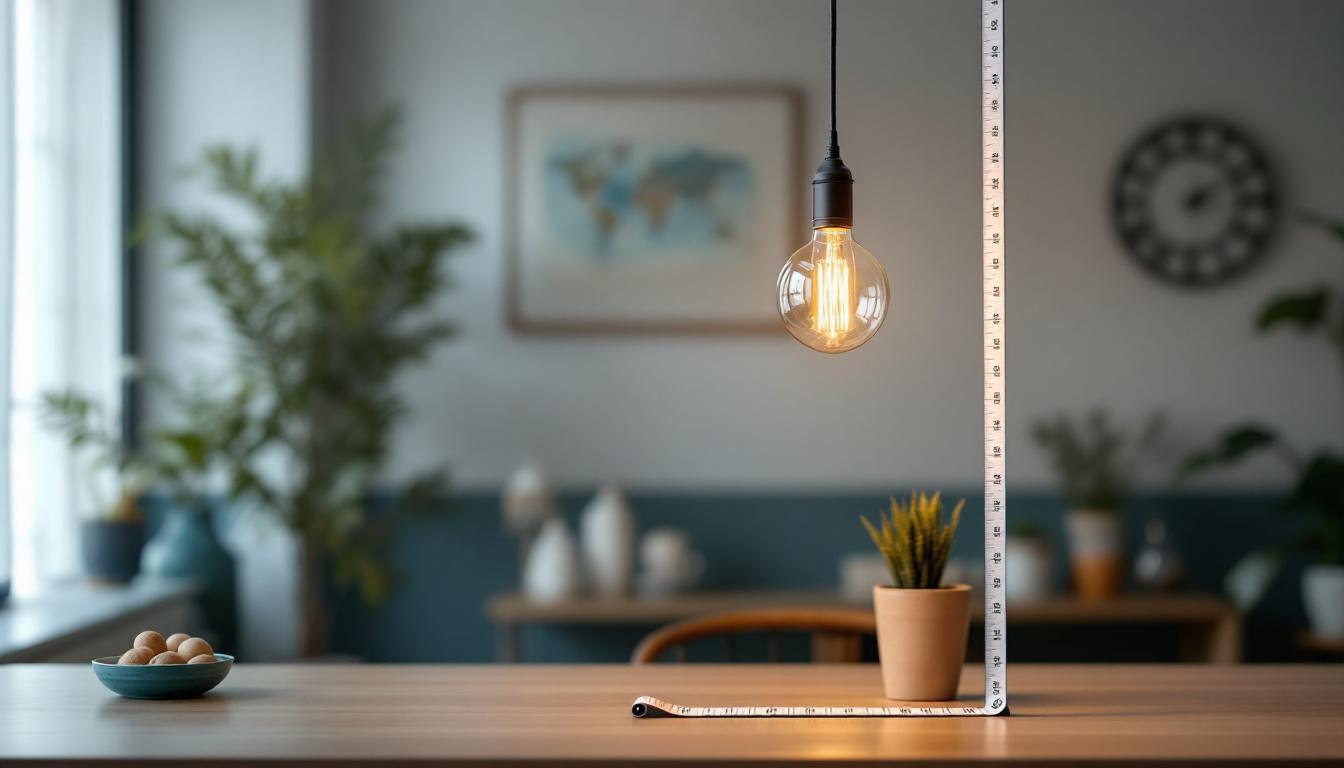 A photograph of a stylish string pendant light hanging in an aesthetically pleasing interior setting